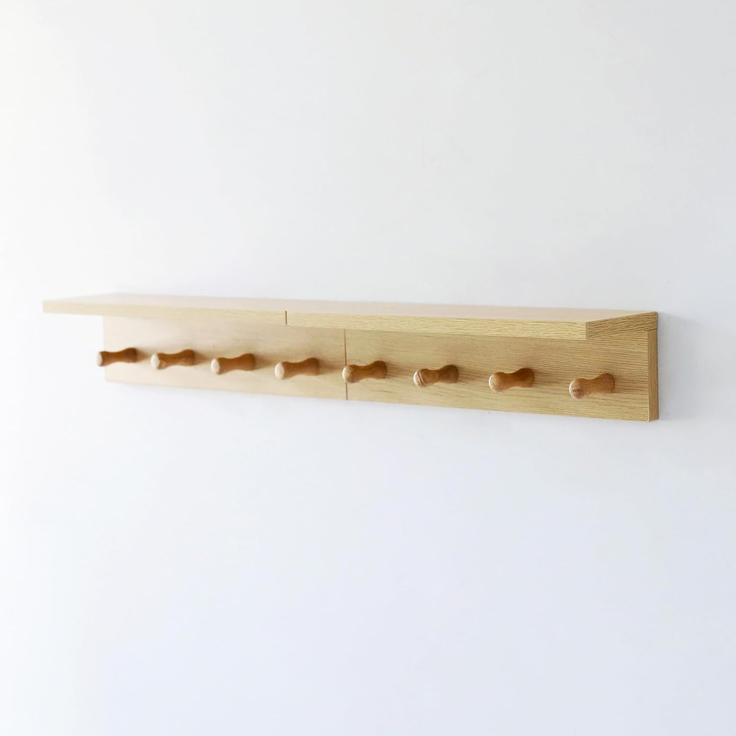 Entrance Coat Rack ，Coat Hooks, Wall-Mounted Wooden Hook Rack, Wall-Mounted Shelves are Very Suitable (Oak Colored Finish-2)