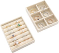 Small Jewelry Tray Set Velvet Ring Organizer Mini Jewelry Drawer Organizer Stackable Jewelrys Organizers Earrings Display Tray Storage Insert Holder for Box Drawer Dresser