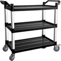 3 Tier Rolling Cart with Hair-Proof Wheels, Plastic Utility Service Cart, Heavy Duty 450 Lbs Capacity, Solid Handle,Commercial Serving Cart for Home/Office/Restaurant/Warehouse.40×19.7"×38"