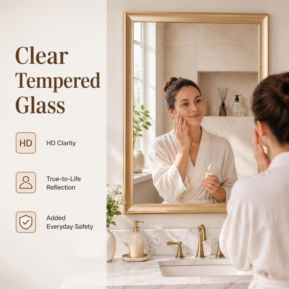 Gold Bathroom Mirror 24x36 Inch, Rectangle Vanity Mirror