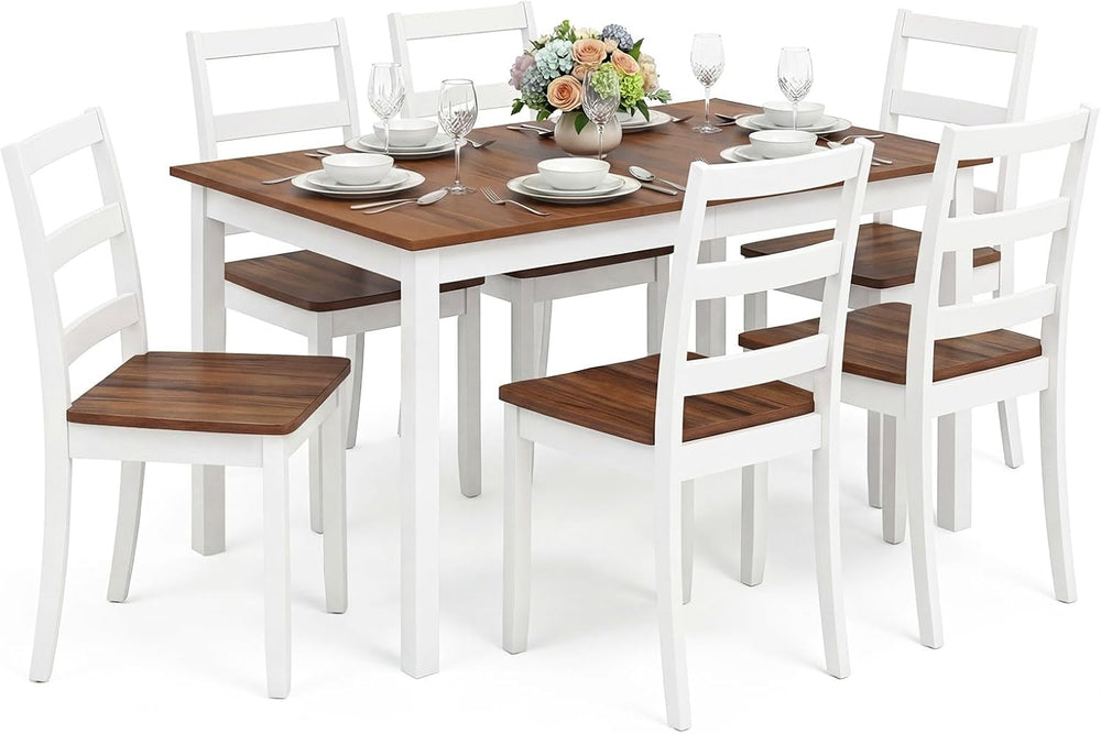 Giantex 7-Piece Dining Table Set for 6, Rectangular 60-inches Kitchen Table a...