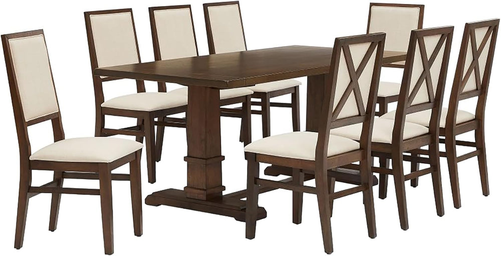 Crosley Furniture Joanna 9-Piece Modern Farmhouse Dining Table Set for 8 with...