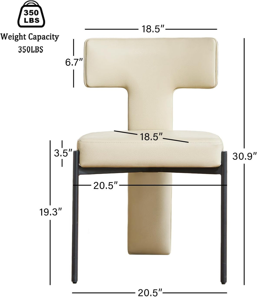 GrandNoor Beige Dining Chairs Set of 4,Faux Leather Dining Chairs with Soft C...