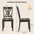 Giantex Wooden Dining Chairs Set of 4, Linen Fabric Upholstered Kitchen Chair w/Rubber Wood Frame, Wide Padded Seat, Curved Cross Back, Farmhouse Side Chairs for Living Room Restaurant, Dark Gray