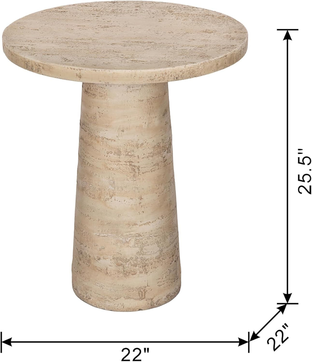 Faux Stone Side Table Round End Table Patio Small Drink Table for Small Space...
