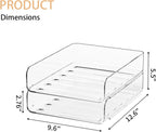 2-Tier Acrylic Paper Tray Organizer - Low-Profile Desk File Sorter for Office/Home, Clear Stackable Letter Tray for Bills, Crafts, Notebooks