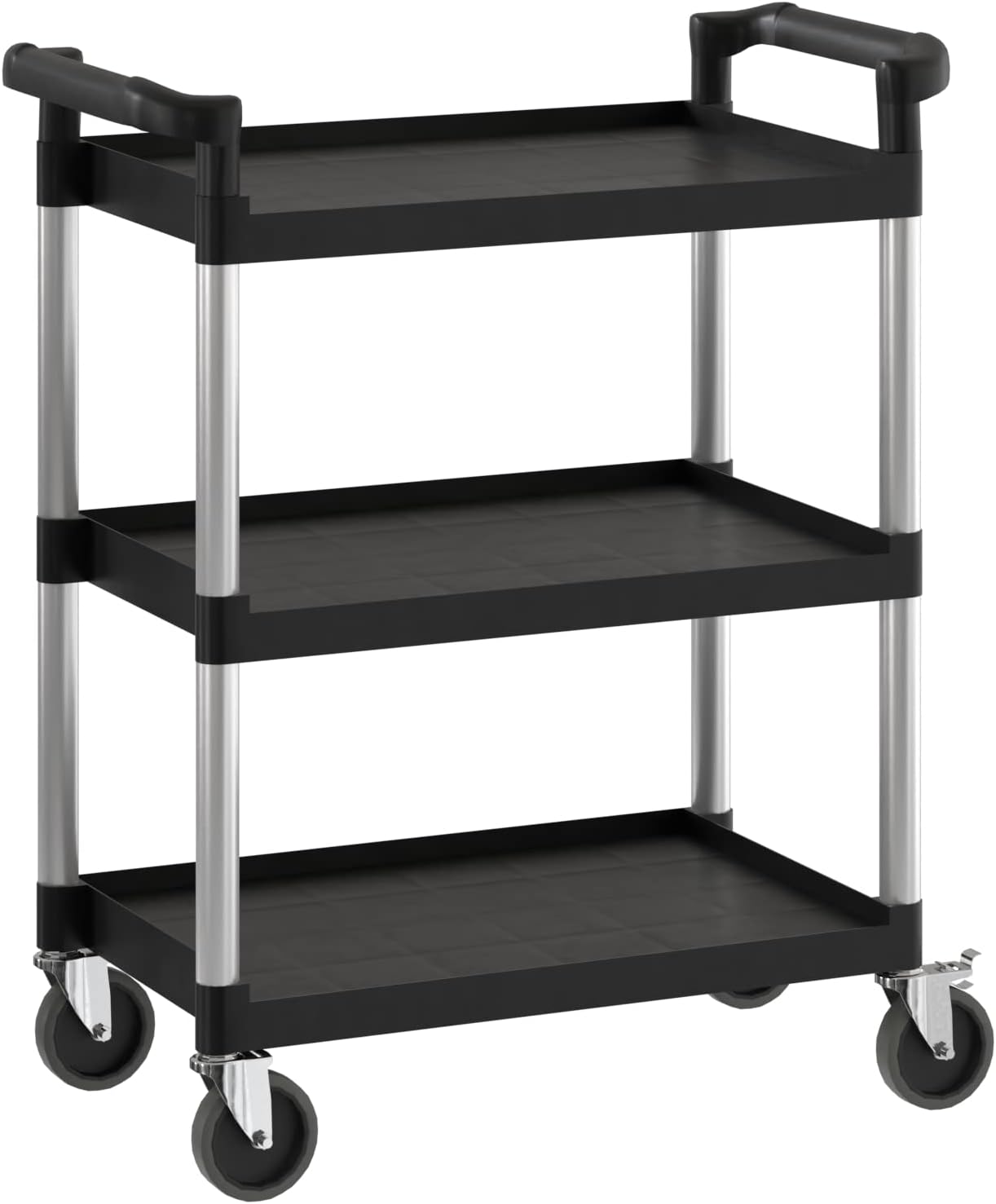 Black Utility/Bussing Cart with Three Shelves - 32" x 16"