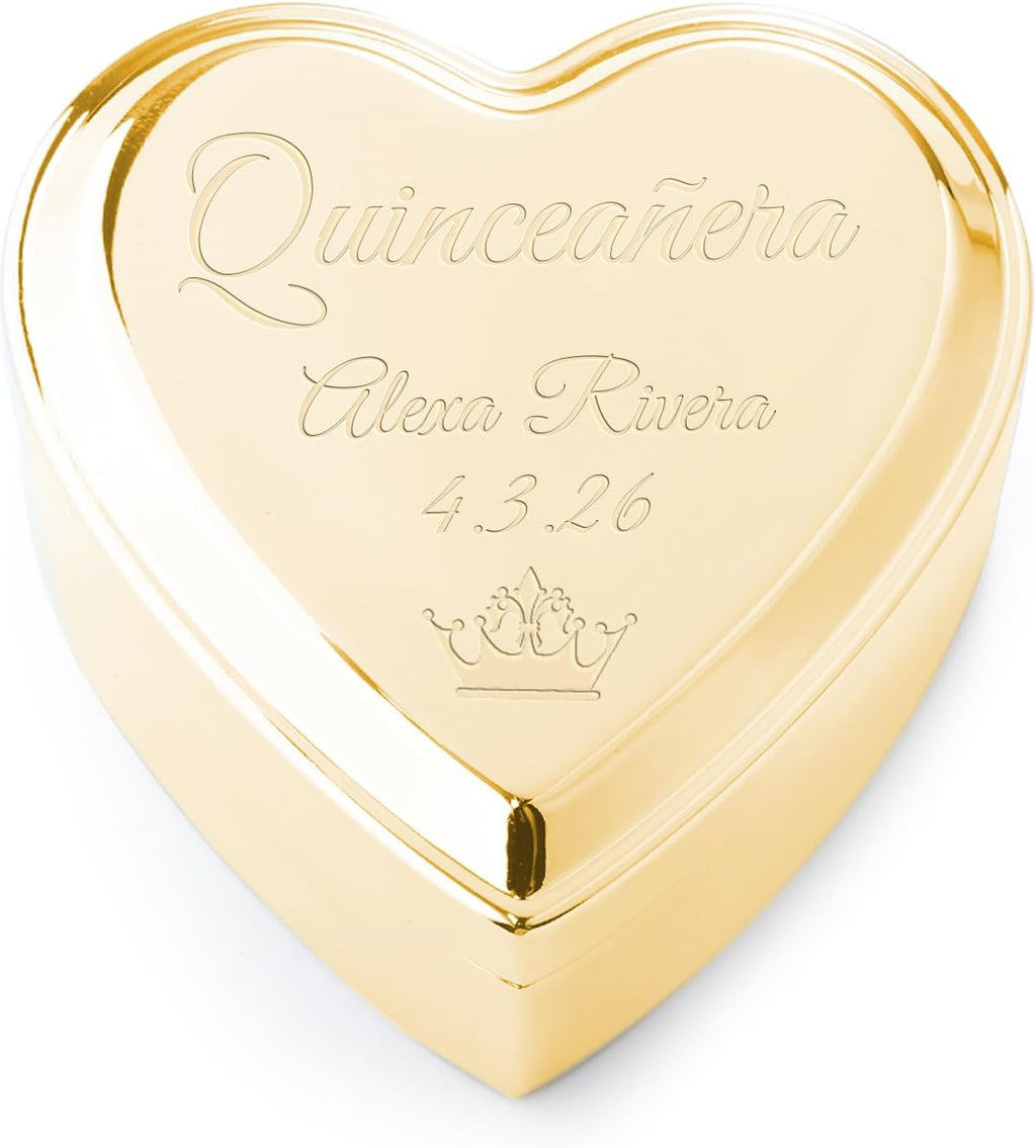 Cherished Moments Personalized Quinceañera Jewelry Box, Heart Keepsake