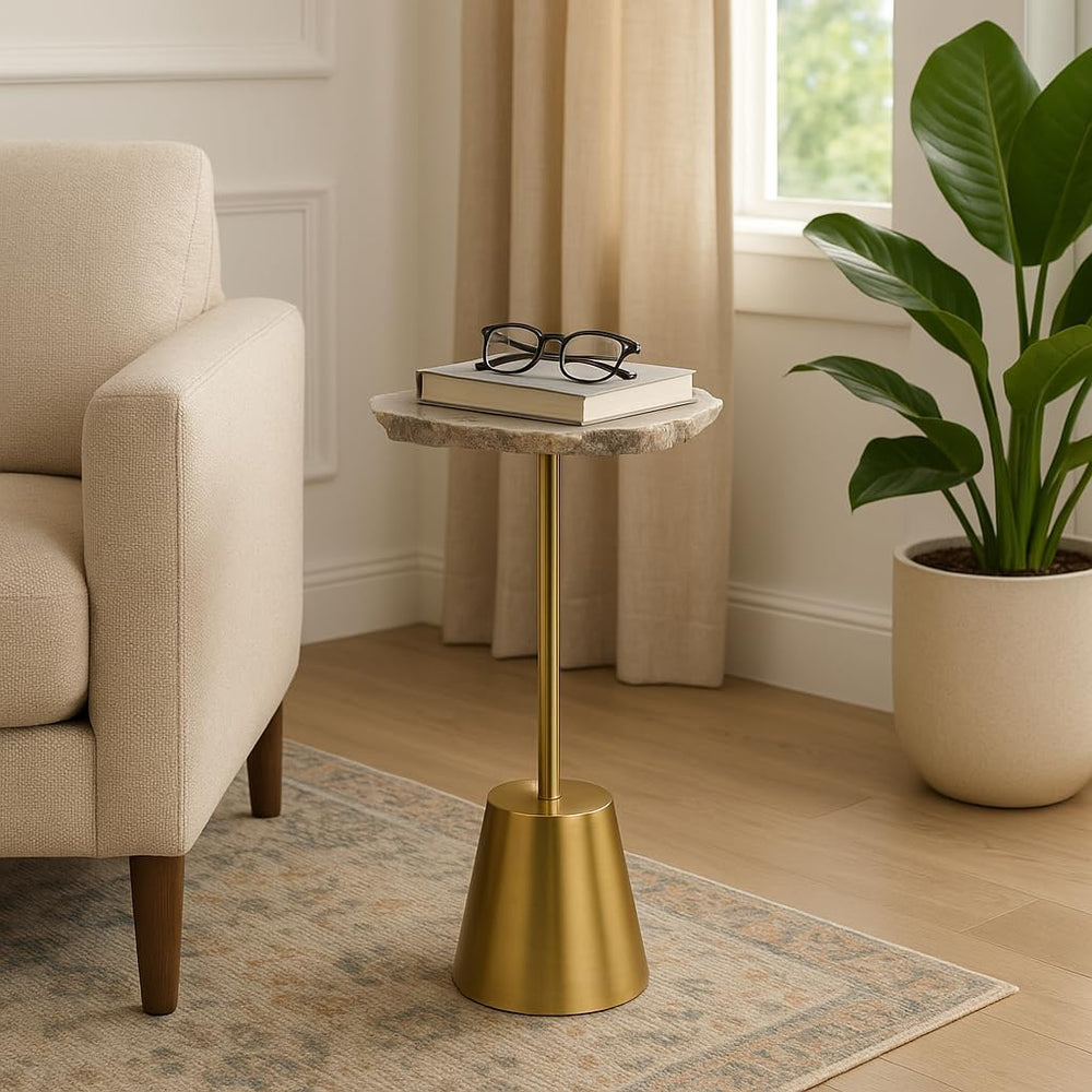 Classy End Table, Side Table, or Night Stand - Raw Agate Drink Table with Sli...