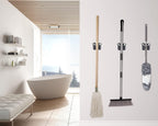 Verdenu 6 Pack Broom Holder Wall Mount, Mop and Broom Holder Wall Mount, Stainless Steel Command Broom Holder with Screws, Garden Tool Storage Organizer for Kitchen, Home, Bathroom, Garage, Grey