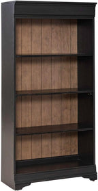 Liberty Furniture Meritage 60 Inch Bookcase for Home Office - Aged Charcoal w/Rub Thru & Caramel