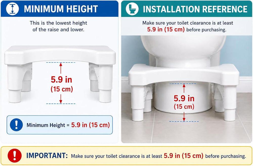 Adjustable Height Potty Step Stool for Adults, Non-Slip Bathroom Squat Aid, R...