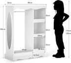 VOWNER Kids Wooden Dress Up Storage with Full-Length Mirror and Storage Shelves (White)