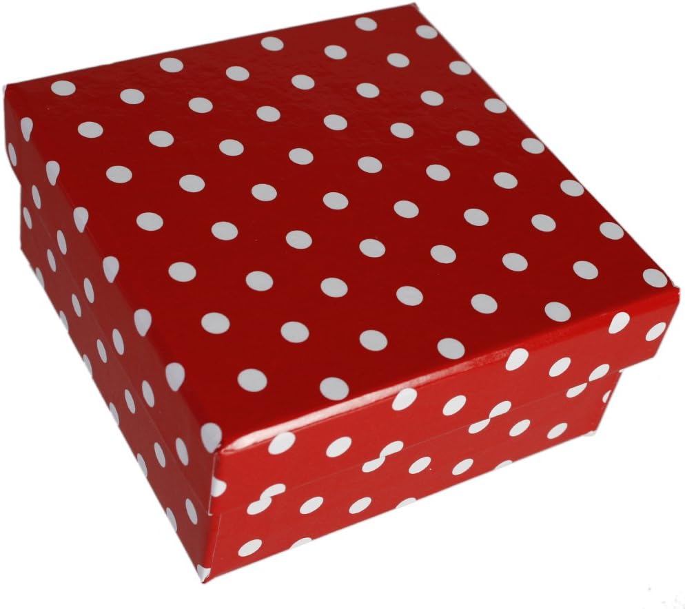 OOTB Red Gift Boxes with White dot, Set of 8, Paper, 22.5 x 22.5 x 8