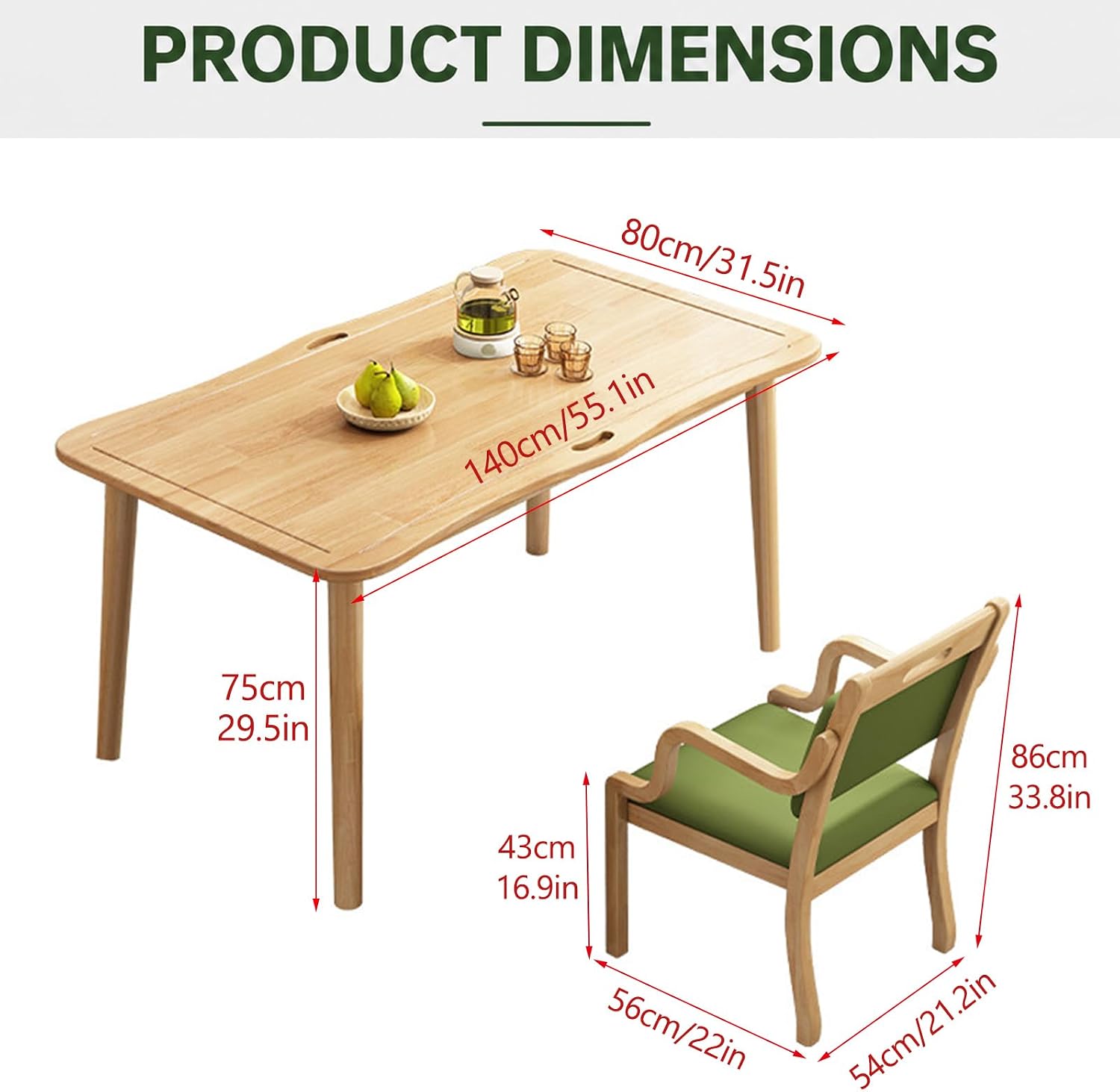 Wood Dining Table Set for 4, Rectangular Kitchen Dinner Table with Drain Groove Armrest,Ergonomic Upholstered Dining Chairs, Seniors Wooden Dining Room Furniture(1 Table + 6 Chairs, Walnut)