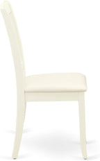 East West Furniture SUDA5-LWH-C 5 Piece Kitchen Table Set for 4 Includes a Round Dining Room Table with Dropleaf & Shelves and 4 Linen Fabric Upholstered Chairs, 42x42 Inch, Linen White