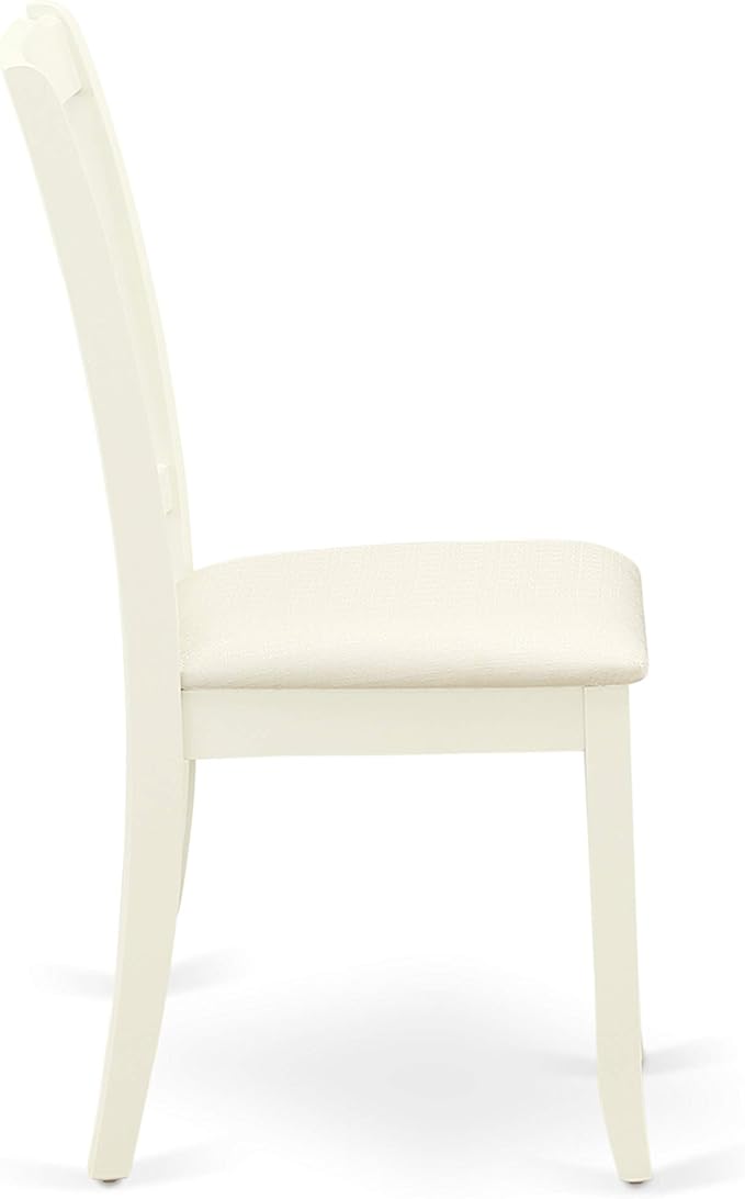 East West Furniture AMDA3-LWH-C 3 Piece Dining Table Set for Small Spaces Contains a Round Kitchen Table with Pedestal and 2 Linen Fabric Upholstered Chairs, 36x36 Inch, Linen White