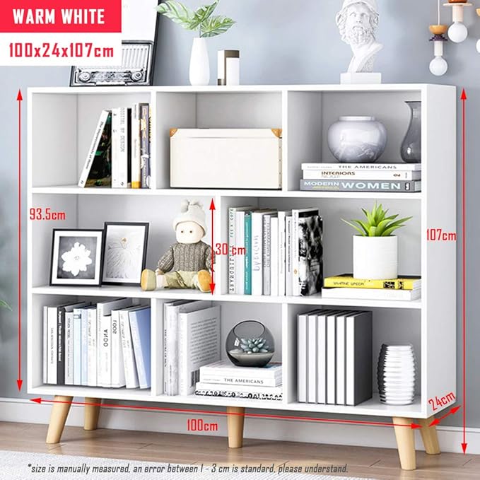 IOTXY Wooden Open Shelf Bookcase - 3-Tier Floor Standing Display Cabinet Rack...