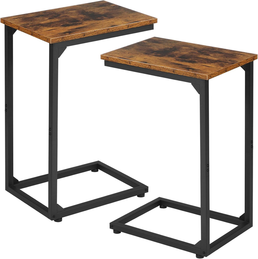 AMHANCIBLE C Shaped End Table Set of 2, Couch Side Table that Slide Under Sof...