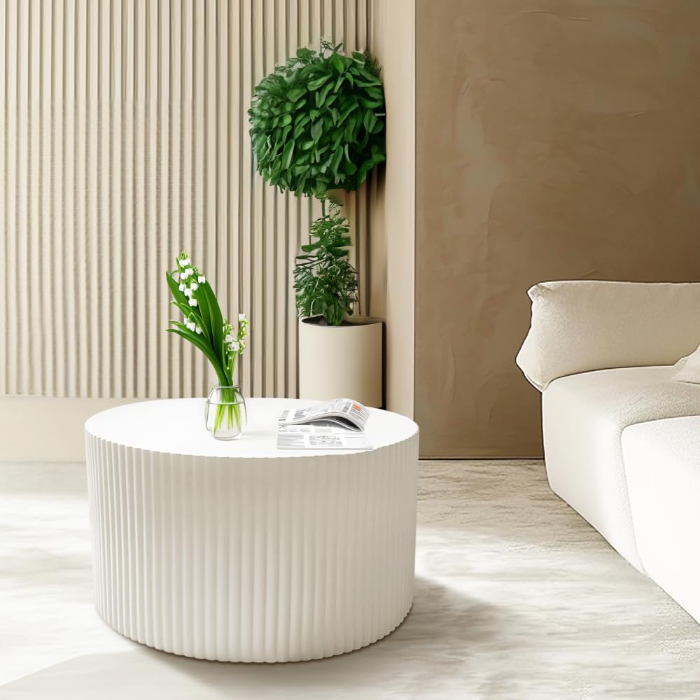 Coffee Table Set of 2, Black MDF Nesting Tables with Wave Stripe Design | Spa...