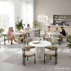 LukeAlon Chenille Dining Chairs Set of 4, Modern Curved Back Upholstered Dining Room Chairs with Black Metal Legs, Khaki