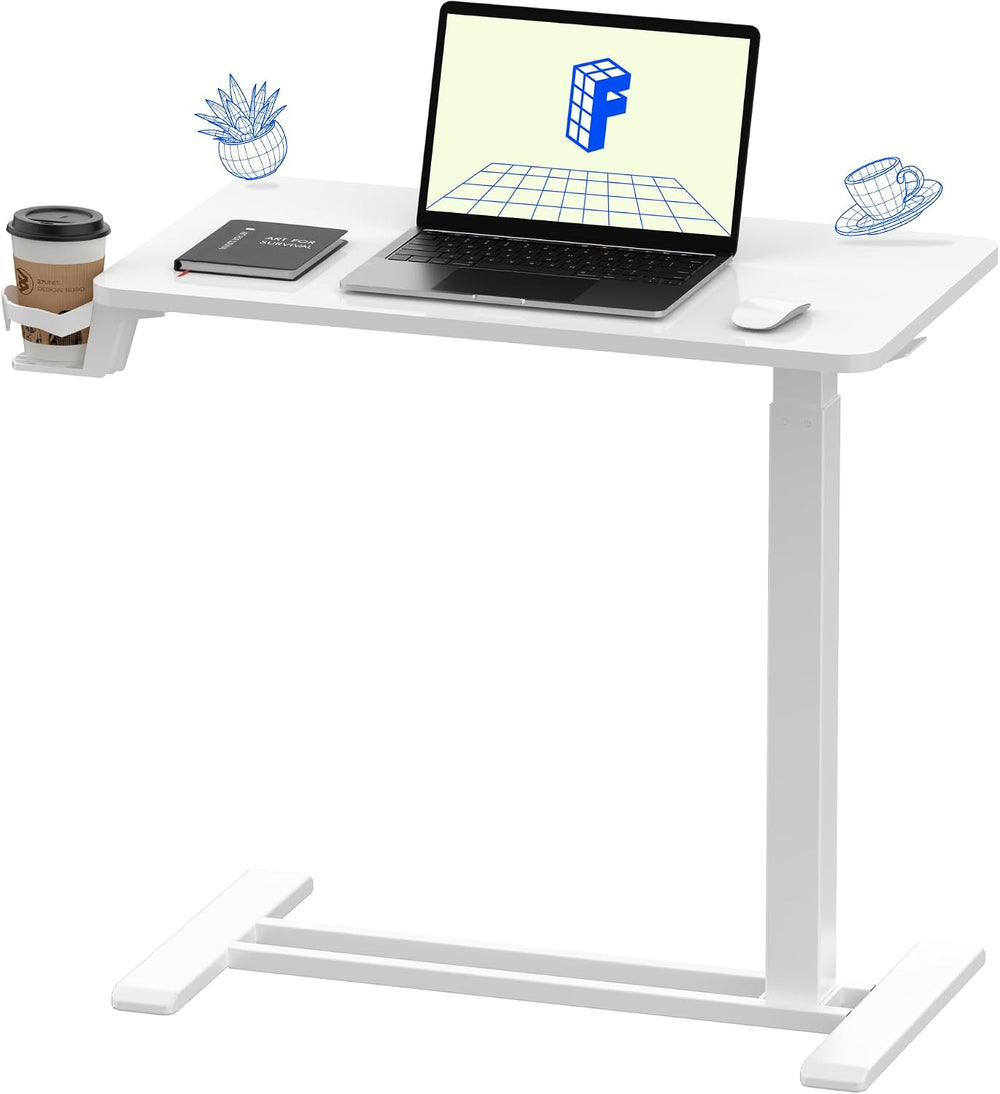 FLEXISPOT H7 28" Pneumatic Height-Adjustable Overbed Table with Wheels