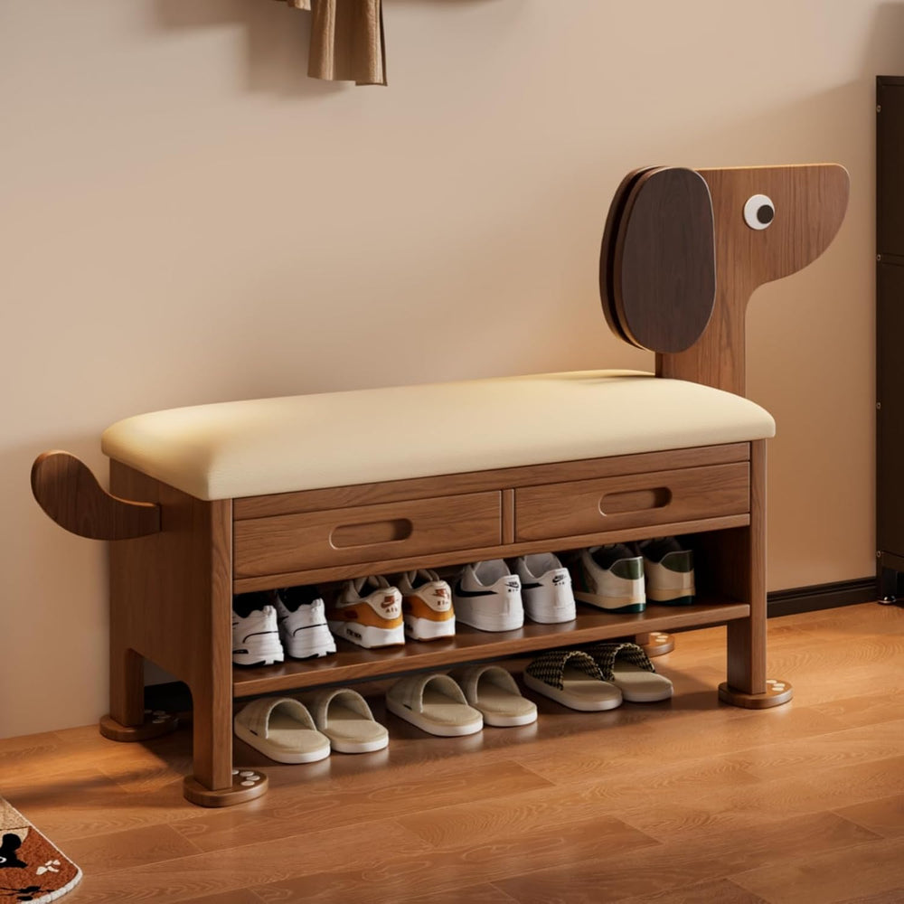 Wooden Shoe Storage Bench Cabinet Rack for Entryway Closet, with Upholstered ...