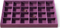 Velvet Stackable Jewelry Display Tray, 24 Grid Earring Ring Storage Tray, Drawer Divider Jewelry Accessories Organizer Plate (Purple)