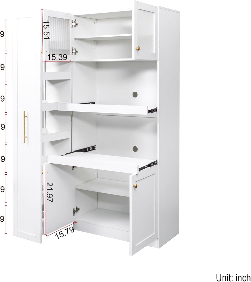 Modern Multi-Functional Cabinet, Farmhouse Storage Cabinet with 4 Doors, for ...