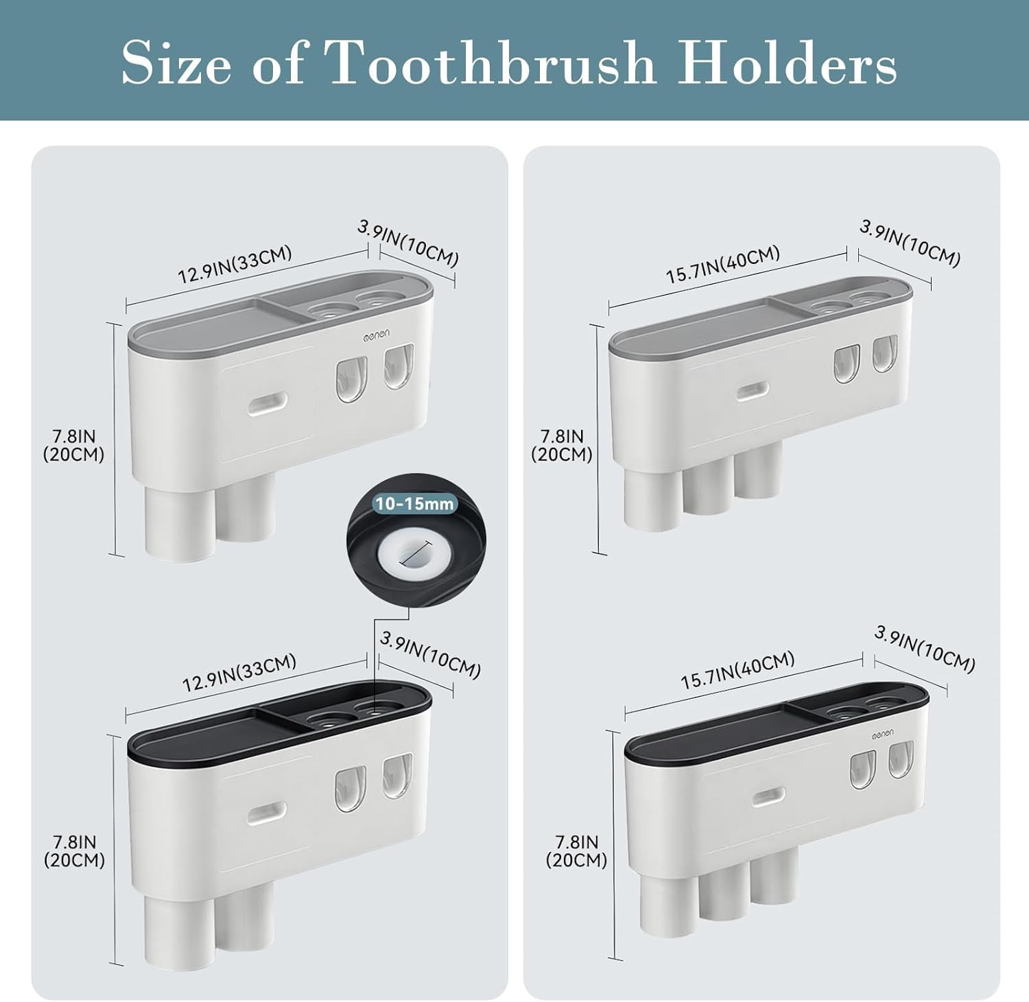 Toothbrush Holders Wall Mounted, Toothbrush Holder with Automatic Toothpaste Dispensers, 6 Brush Slots, 2 Magnetic Cups,1 Cosmetic Drawer Organizer and 1 Large Storage Tray