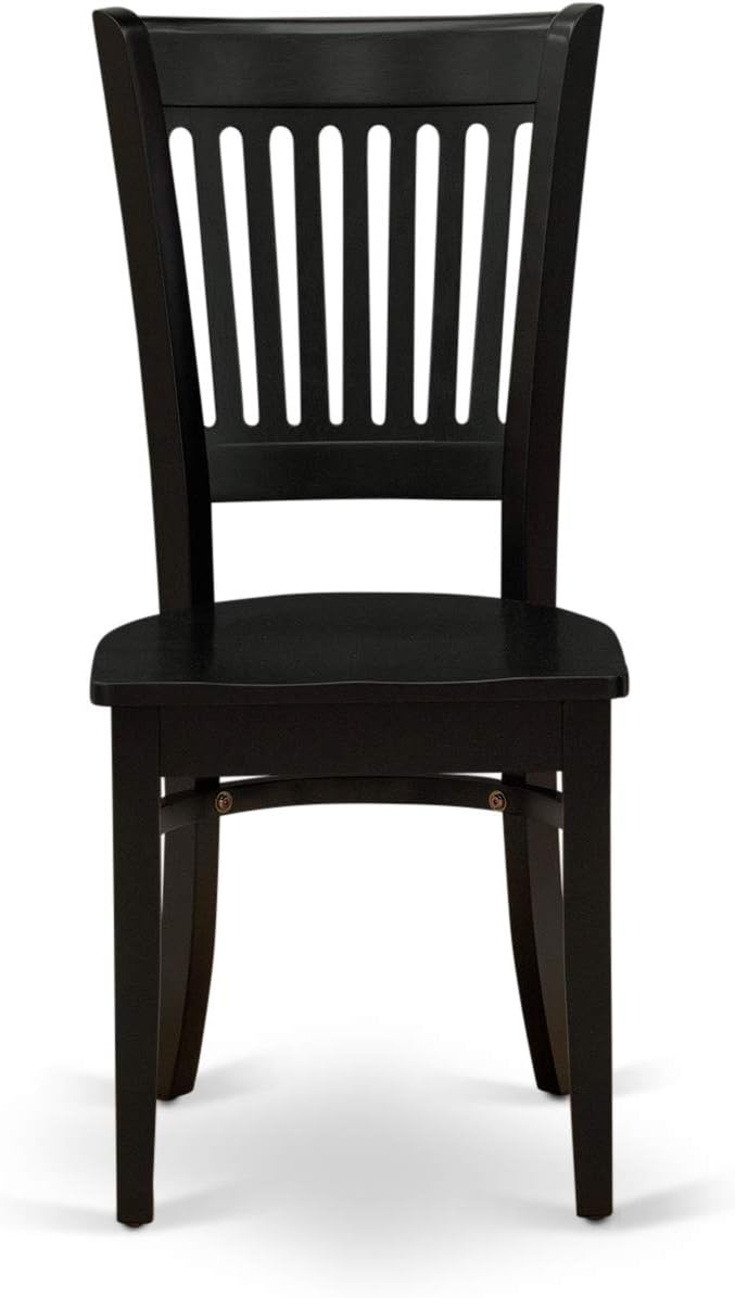 East West Furniture LGVA5-BLK-W 5 Piece Kitchen Table & Chairs Set Includes a Rectangle Dining Room Table with Butterfly Leaf and 4 Solid Wood Seat Chairs, 42x84 Inch, Black