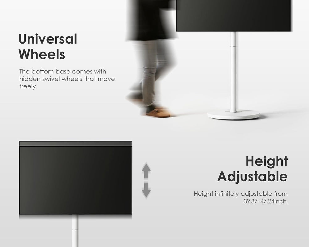 FITUEYES Small Rolling TV Cart for 24-48 Inch TVs, Height Adjustable, White |...