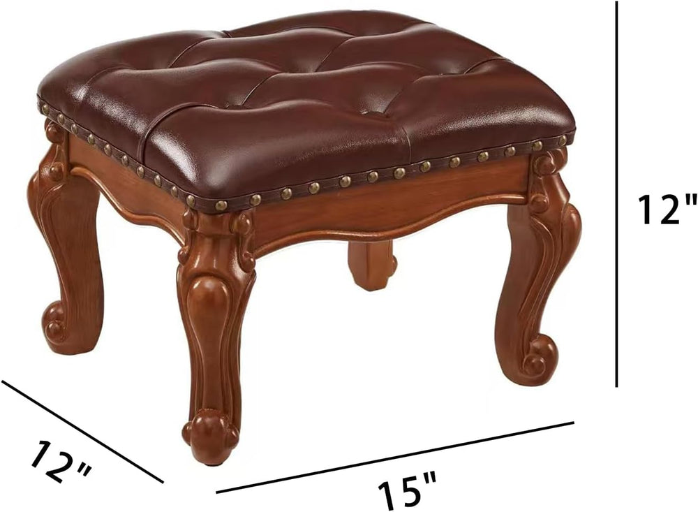 Foot Stool Ottoman Foot Rest Microfiber Leather Upholstered Footstool for Sof...