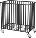 Easyars Rolling Laundry Hamper with Wheels,Large-size Metal Laundry Basket Cart,Clothes or Linen Storage Organize Hamper Bin for Living Room,Bathroom,Closet or Children Bedroom,Black