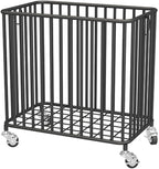 Easyars Rolling Laundry Hamper with Wheels,Large-size Metal Laundry Basket Cart,Clothes or Linen Storage Organize Hamper Bin for Living Room,Bathroom,Closet or Children Bedroom,Black