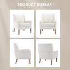 COLAMY Modern Wingback Living Room Chair, Upholstered Fabric Accent Armchair, Single Sofa Chair with Lounge Seat and Wood Legs for Office/Bedroom/Reading Spaces, Beige