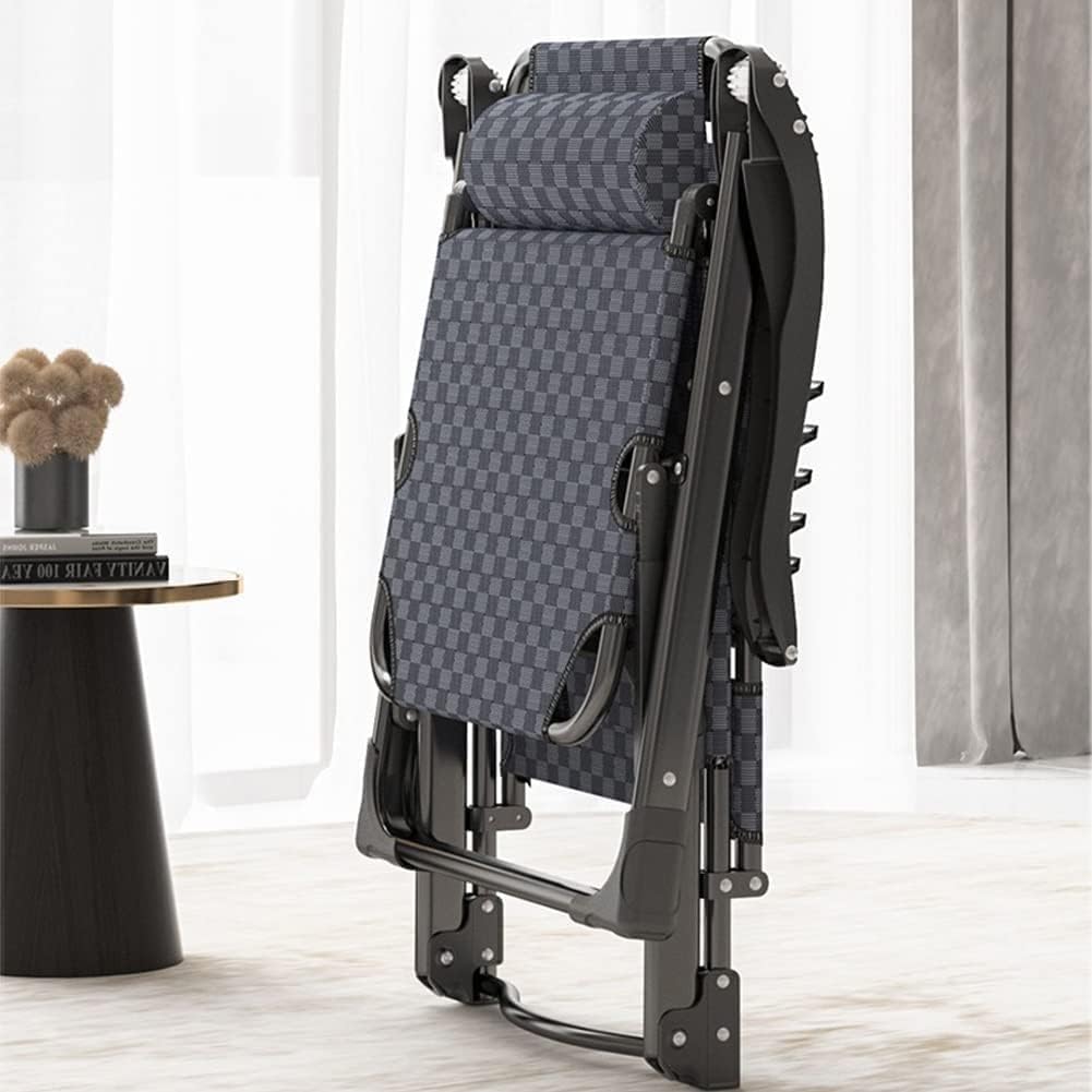 Folding Sun Lounger Adjustable Reclining Lounge Chair Gravity with Pillow and Massage Armrests(A)