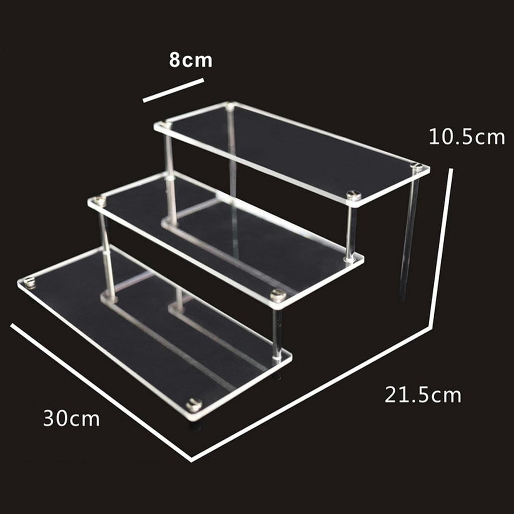 Display Rack Acrylic Multi Layer Ladder Shelf Stand Organizer Riser Steps Holder Suitable for Desktop Shop Gift Giving, 3 Ladder