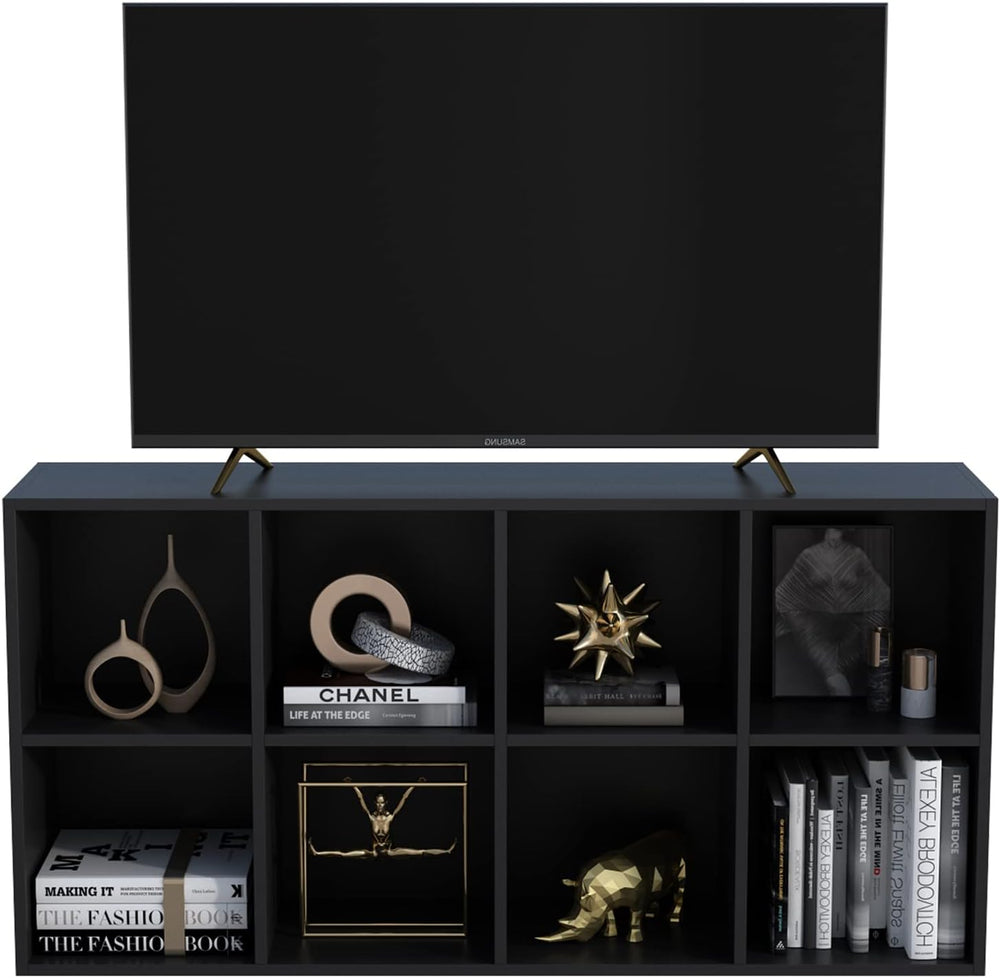 8-Cube Storage Shelf Bookcase - Wooden 4-Tier Floor Standing Open Bookshelf, ...