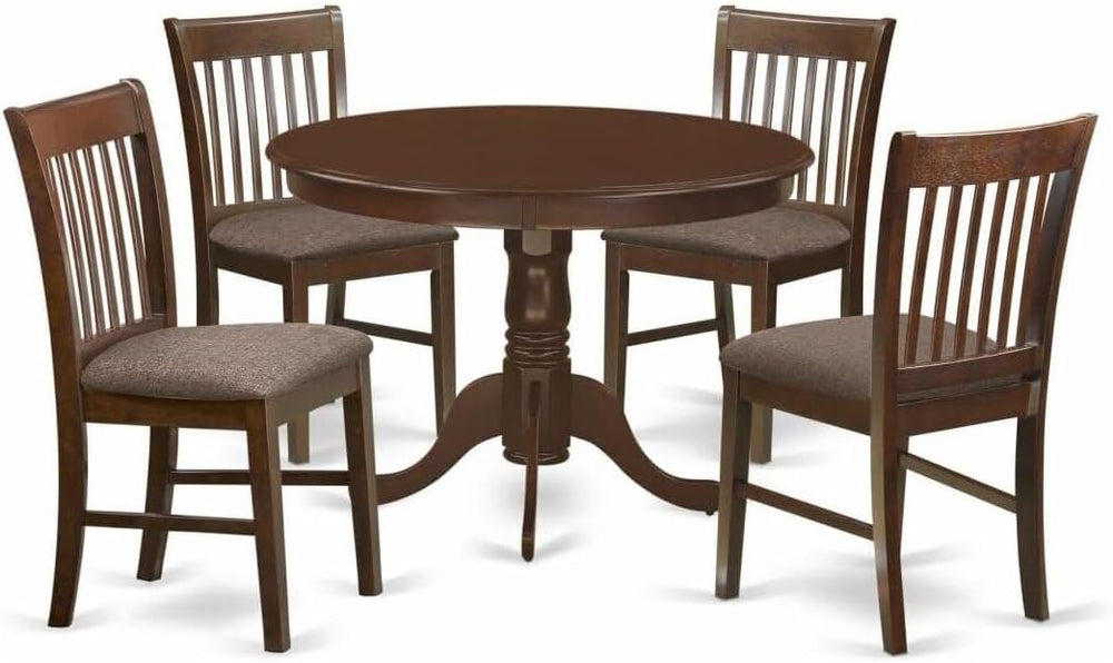 HomeStock 5 Piece Dinette Set for 4 Includes a Round Dining Table with Pedest...