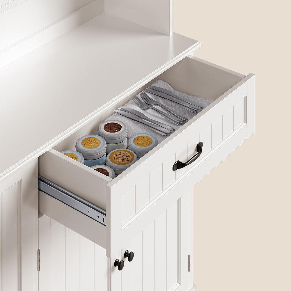 Gizoon Tall Kitchen Storage Cabinet with Door and Shelves White | Kitchen Pan...