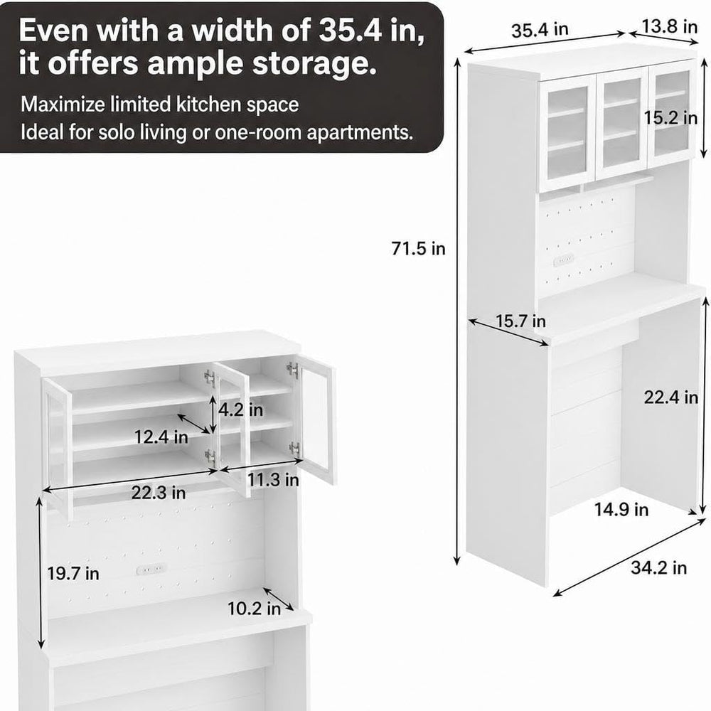 Garvee 71.5" Kitchen Cabinet with Trash Can Storage, Kitchen Trash Can C...
