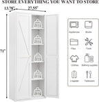 71" Tall Kitchen Pantry Cabinet, Metal Pantry Storage Cabinet with Adjustable Shelves, Freestanding Locker for Kitchen, Dining Room, Living Room, White