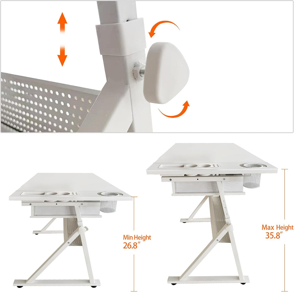 Tiltable Drafting Table with Stool, Adjustable Art Desk for Home Use