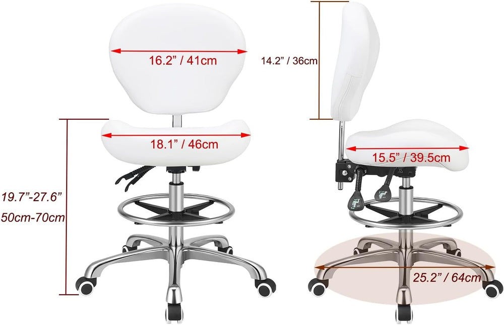 Kaleurrier Adjustable Stools Drafting Chair: with Back Support & Foot Rest