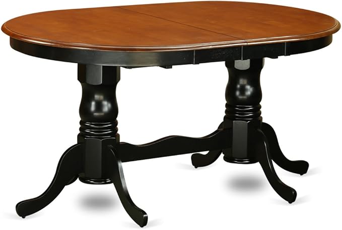 East West Furniture PLPF5-BCH-C 5 Piece Kitchen Table Set for 4 Includes an Oval Dining Room Table with Butterfly Leaf and 4 Linen Fabric Upholstered Chairs, 42x78 Inch, Black & Cherry