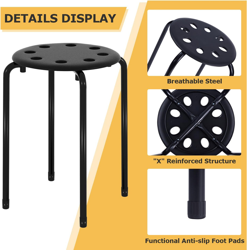 VECELO 6-Piece Stacking Stools, 17.7 Inch Standard Height, Portable Stackable...