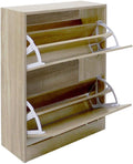 BAKAJI Shoe Rack Space Saving Melamine Wood with 2 Folding Doors and Double Depth Dimensions 60 x 24 x 83.5 cm (Beige), Unique