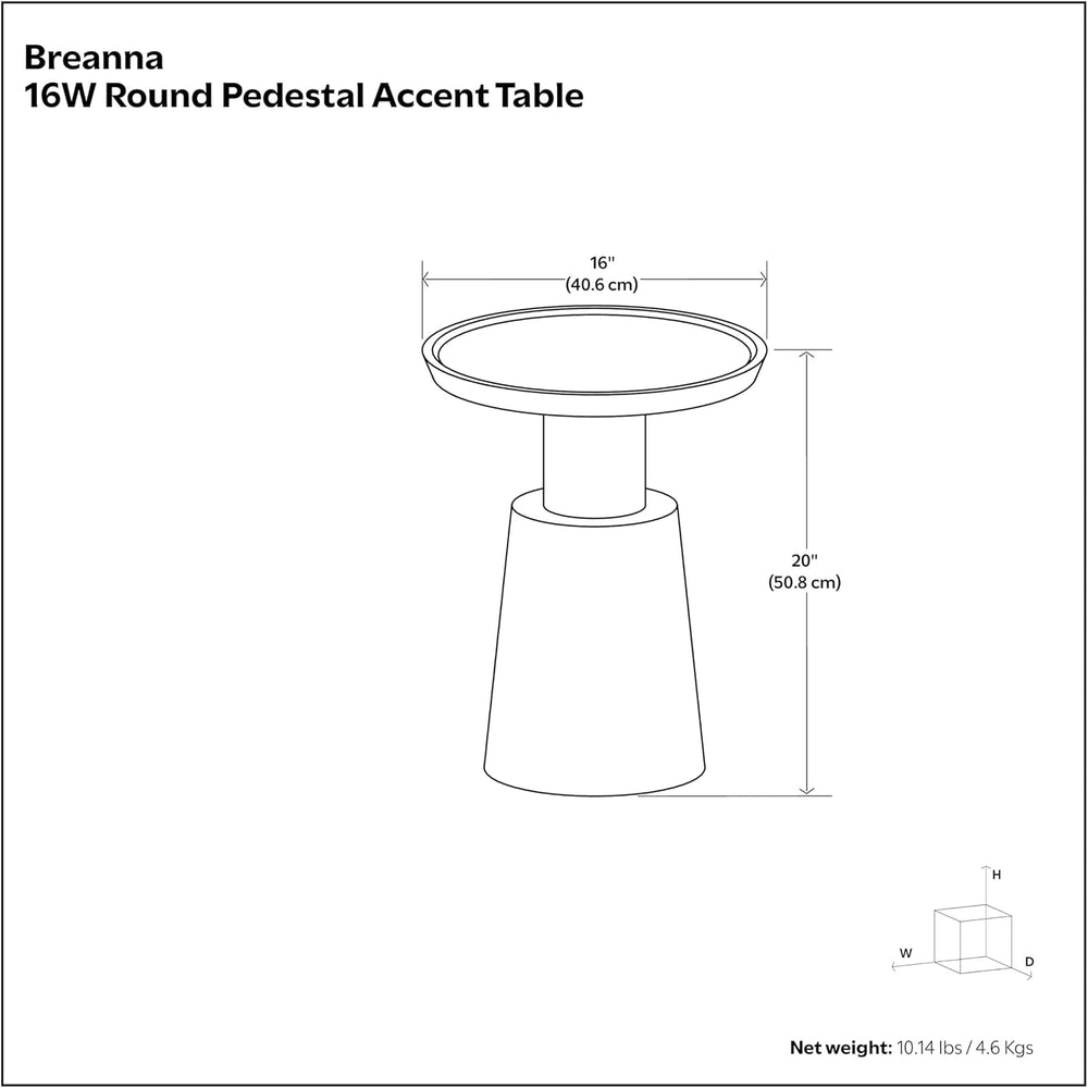 SIMPLIHOME Breanna End Table - 16 inch Wide Solid Mango Wood and Metal Round ...
