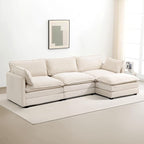 ROWHY Ottoman for Sectional Cloud Couch, Corduroy Ottoman for Deep Seat Modular Couch for Apartment, Living Room and Bedroom, Beige | Arrange Freedom, Pet-Friendly Fabric, Sturdy Frame, Ultimate Comfort, Washable Covers